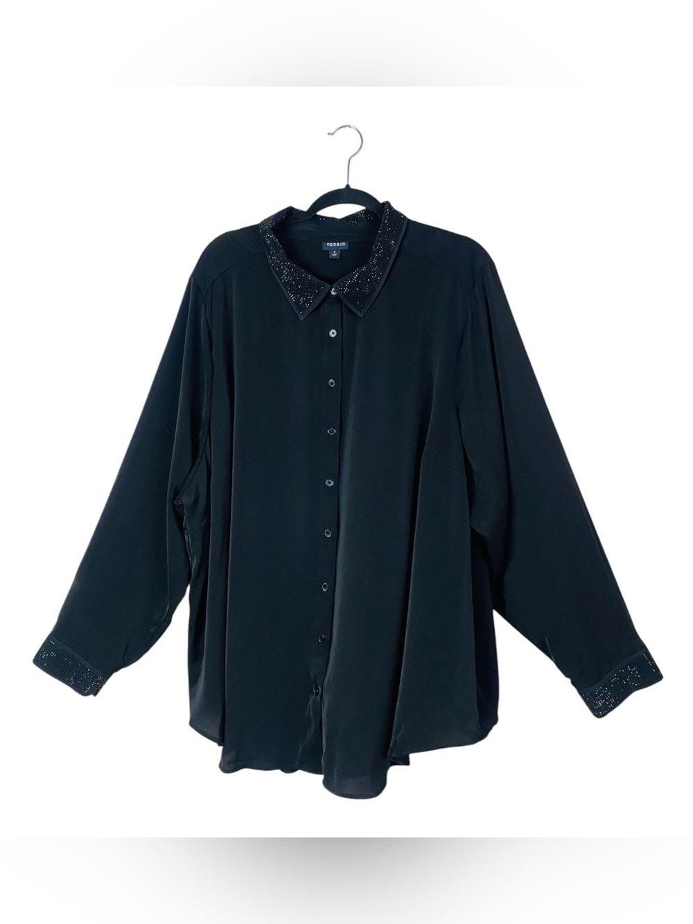 Torrid Black Long Sleeve Button Up W/ Rhinestone Detail